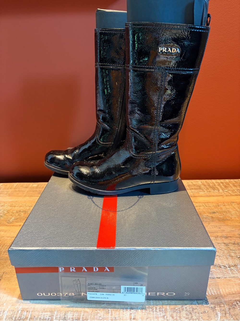 Children’s Prada Black Patent Leather Knee-High Boots